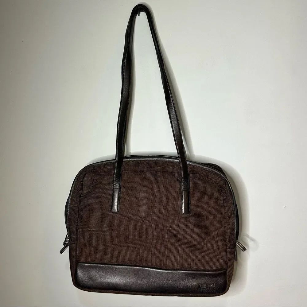 Tumi Brown Nylon and Leather Tote Bag